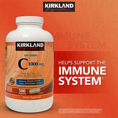 Kirkland Signature Vitamina C 1000mg con Rosa Mosqueta, 500 Comprimidos (CAD 01/2026) Foto 1 de 3