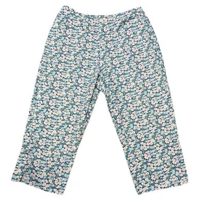 Crazy Horse Liz Claiborne Floral Crop Caprihose Damen 10 blau weiß Mid Rise - Bild 1 von 10