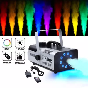 1200W Nebelmaschine mit RGB 9 LED Bühnenlicht Party Disco DJ Show Rauchmaschine - Bild 1 von 10