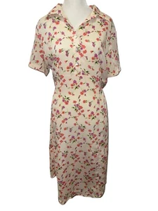 Vintage 90's inspired Impressions Workshop Dress M Floral collared back tie - Picture 1 of 21