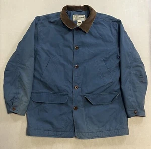 LL Bean Field Chore Barn Work Jacket Canvas Men’s Large Thinsulate Lined Blue - Picture 1 of 13