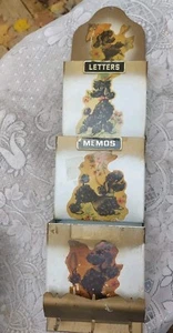 Vintage Metal Mail Organizer Wall Hanging Letter Memos Key Holder Poodles MCM - Picture 1 of 11
