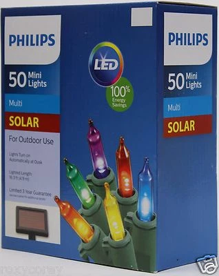 Philips Solar Powered LED 50 Multicolor Mini Luces Bombillas Uso Exterior Nuevo en Caja Foto 1 de 2