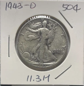1943-D 50C Walking Liberty Silver Half Dollar - US Silver Coin - Picture 1 of 2