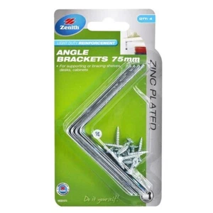 Zenith Light Duty Reinforcement Angle Brackets Zinc 18mmX75mm WEB1075 - Picture 1 of 1
