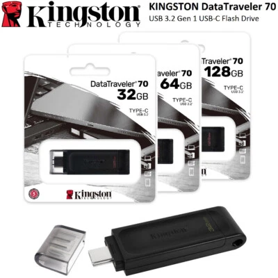 PENDRIVE TYPE C USB-C 3.2 CHIAVETTA 32 64 128 GB KINGSTON DT70 MEMORIA USB OTG - Immagine 1 di 4