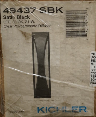 Aplique de pared exterior moderno Kichler 24" Cesya 49437 SBK negro satinado LED 3000K Foto 1 de 4