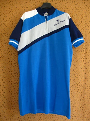 Maillot Cycliste France Acrylique 70'S jersey Bleu Vintage - XXL - Photo 1/4