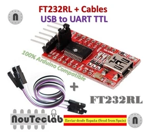 FTDI FT232RL USB to TTL Serial Converter Adapter Module 5V and 3.3V + Cable - Foto 1 di 6