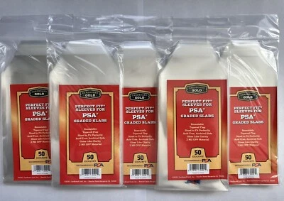 250 Cardboard Gold Perfect Fit Graded Slab Card Sleeves PSA Logo Fast Ship