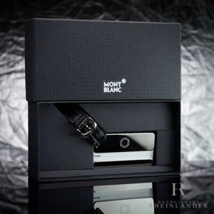 Montblanc Lifestyle Accessories Luggage Tag Black Leather Holder ID 113726 - Picture 1 of 4