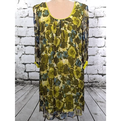 Vestido WALTER 100% Seda Floral Boho Shift Leve Arejado Comprimento do Joelho Tamanho 4 - Imagem 1 de 4