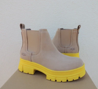 Botas de plataforma UGG SAND ASHTON CHELSEA IMPERMEABLES DE GAMUZA BLOQUE, US 6/ EUR 37 ~ NUEVAS EN CAJA Foto 1 de 4