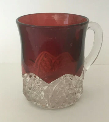 Ruby Red Stained Souvenir Small Glass with Handle ~ Mug - Image 1 of 4
