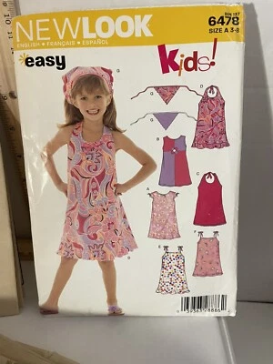 NEWLOOK PATTERN#6478----14 PIECES--UNCUT--SIZE A(3-8) DRESS,SCARF- UNCUT - Image 1 of 4