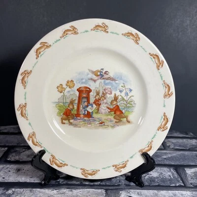Royal Doulton Bunnykins Airmail Dessert Plate Signed Barbara Vernon 7-5/8” - Image 1 of 4