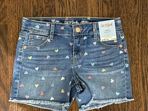 Cat & Jack Target Girls Denim Jean Shorts Hearts Size Large NWT - Picture 1 of 2
