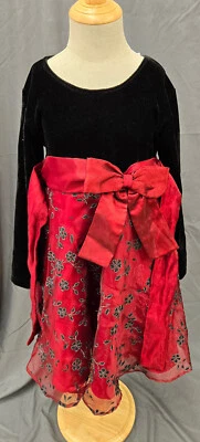 Blueberi Boulevard Black & Red Formal Girls Dress Size 6 Large Bow Holiday - Image 1 of 4