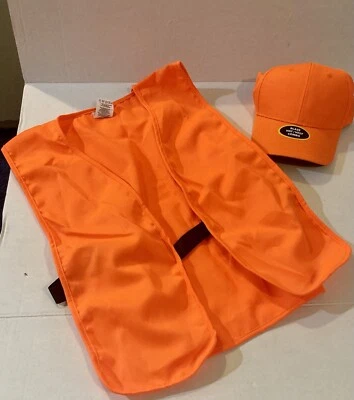 BLAZE ORANGE SAFETY HAT & VEST BRAND NEW!!! Only 1 Set Left! Buy it Now! - Image 1 of 2