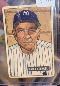 1951 Bowman #181 Casey Stengel Yankees HOF AUTHENTIC poor