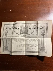 Grand Lodge No. 66 New York Master Mason Freemasonry 1922 1920s Certificate - Picture 1 of 6