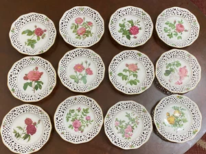 12 placas de sulfurosa rosa vintage de Alemania Schumann Arzberg Pierre-Joseph Redoute - Imagen 1 de 2