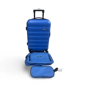 TRAVELERS CLUB Austin 3 Piece Hardside Luggage Set - BLUE - Picture 1 of 6