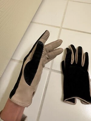 Guantes Merona Cuero Genuino Gamuza Rosa Negro Talla S/M Foto 1 de 3