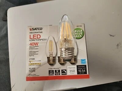 3 Pack Satco S21709 4.5W B11 Clear Filament Bulbs Medium E26 2700K Warm White  - Image 1 of 4