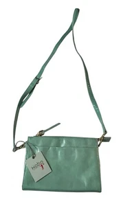 NWT HOBO Polished Leather Agua Angie Crossbody Shoulder Light Handbag NEW - Picture 1 of 7
