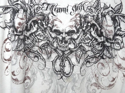 Camisa De Colección Miami Ink Manga Larga XXL Para Hombres Y2K Térmica Grunge Calavera Camiseta Blanca Foto 1 de 4