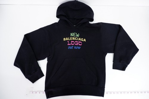 Felpa con cappuccio Balenciaga bambini oversize vestibilità età 10 anni stampa logo nera