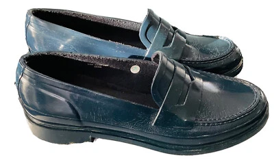 HUNTER ORIGNIAL Mujer Vestido Sin Cordones Penny Mocasines Zapato Talla US 7 Azul Patena Foto 1 de 4
