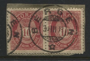 Norway 1898 10 ore carmine used pair - Picture 1 of 1