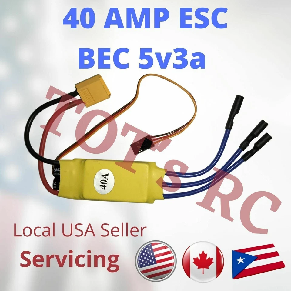 40AMP ESC 40a ESC 4s ESC For RC Airplane FPV Wing RC Helicopter w/ BEC 5v2a - Image 1 of 4