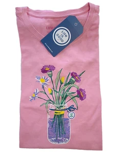 Life Is Good SS Shirt Crusher Tee WILDFLOWER JAR Mason Daisy Chest43in Womens L - Picture 1 of 7