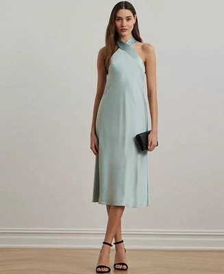 Lauren Ralph Lauren Women's Satin Charmeuse Halter Cocktail Dress Size 18 - Image 1 of 4