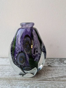 Vintage Purple Glass Vase Perfume Bottle Artist Signed Eickholt 2001 - Picture 1 of 15
