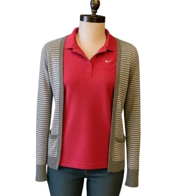 Cárdigan Victoria Secret ROSA para mujer XSmall a rayas gris y blanco frente abierto Y2K  Foto 1 de 4