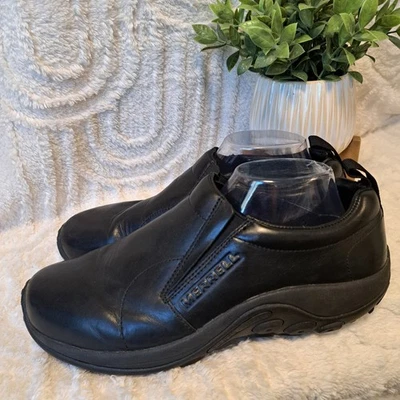Merrell Jungle Moc Black Leather Slip-On Shoes Men’s 9.5 Wide Comfort Outdoor - Image 1 of 4