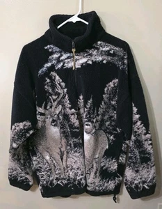 Vintage Bear Ridge Outfitters Full Zip Fleece LARGE Deer Natur Made In USA - Bild 1 von 10