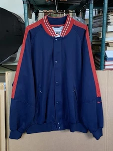 Nike Sportswear Swoosh Color Block Blue Red Varsity Bomber Jacket Men's Size XL - Picture 1 of 24