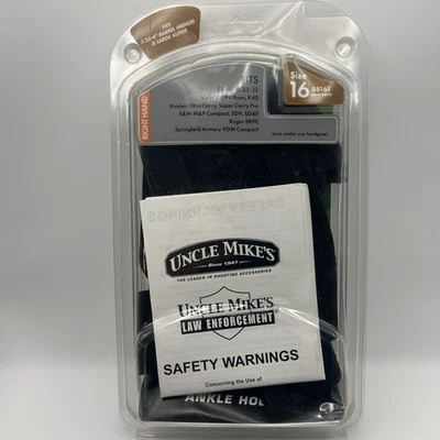 New Uncle Mike's Law Enforcement Ankle Holster Size 16 8816-1 RH 3 1/4"- 3 3/4"  - Image 1 of 2