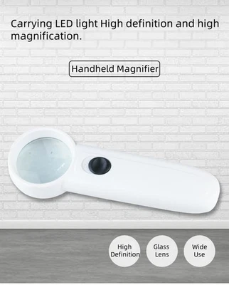 8X Handheld Magnifier with 2 LED LightsHigh DefinitionNo TirednessEasy to Carry - Image 1 of 4