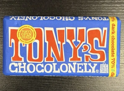 Barra de chocolate negro Tony's Chocolonely 70 % 6,35 OZ caducidad 22/08/2026 Foto 1 de 4
