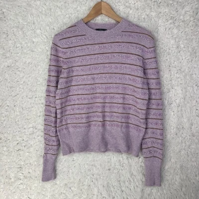 J. Suéter feminino Crew listrado cintilante malha lavanda gola redonda manga longa tamanho P - Imagem 1 de 4