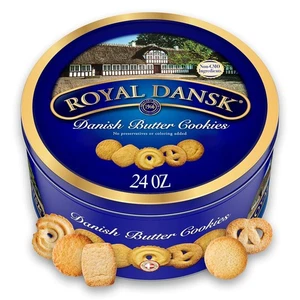 Galletas de mantequilla danesas Royal Dansk en lata azul clásica, golosina crujiente, 24 oz - Imagen 1 de 5