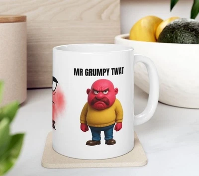 Personalised Mr Grumpy Twat Mug Ceramic 11oz Angry Mad - Image 1 of 4