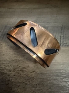 Vintage Copper Cuff Bracelet Mod MCM Abstract 1” Wide Patinaed - Picture 1 of 5