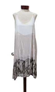 Anthropologie Tempo Paris Dress L Silk White Sleeveless Sundress Slip Knit NWT - Picture 1 of 7